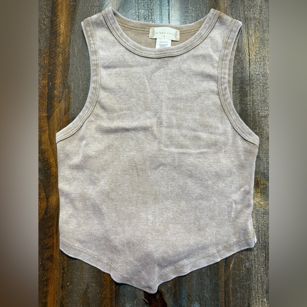 Altar’d State Women’s Size Small 100% Cotton Crop Tank Top w Open Back & Tie NWT